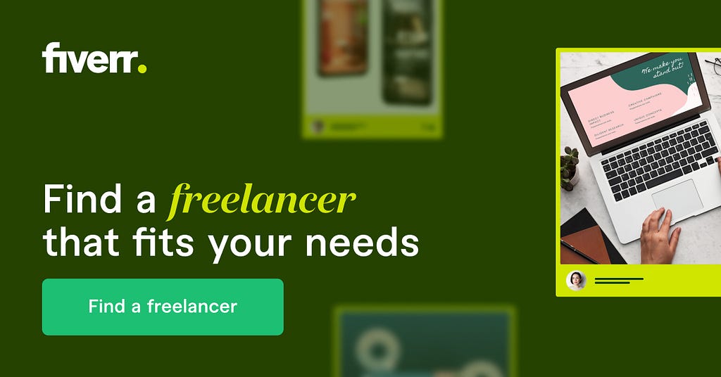 Fiverr. Find a freelancer that fits your needs. Find a freelancer