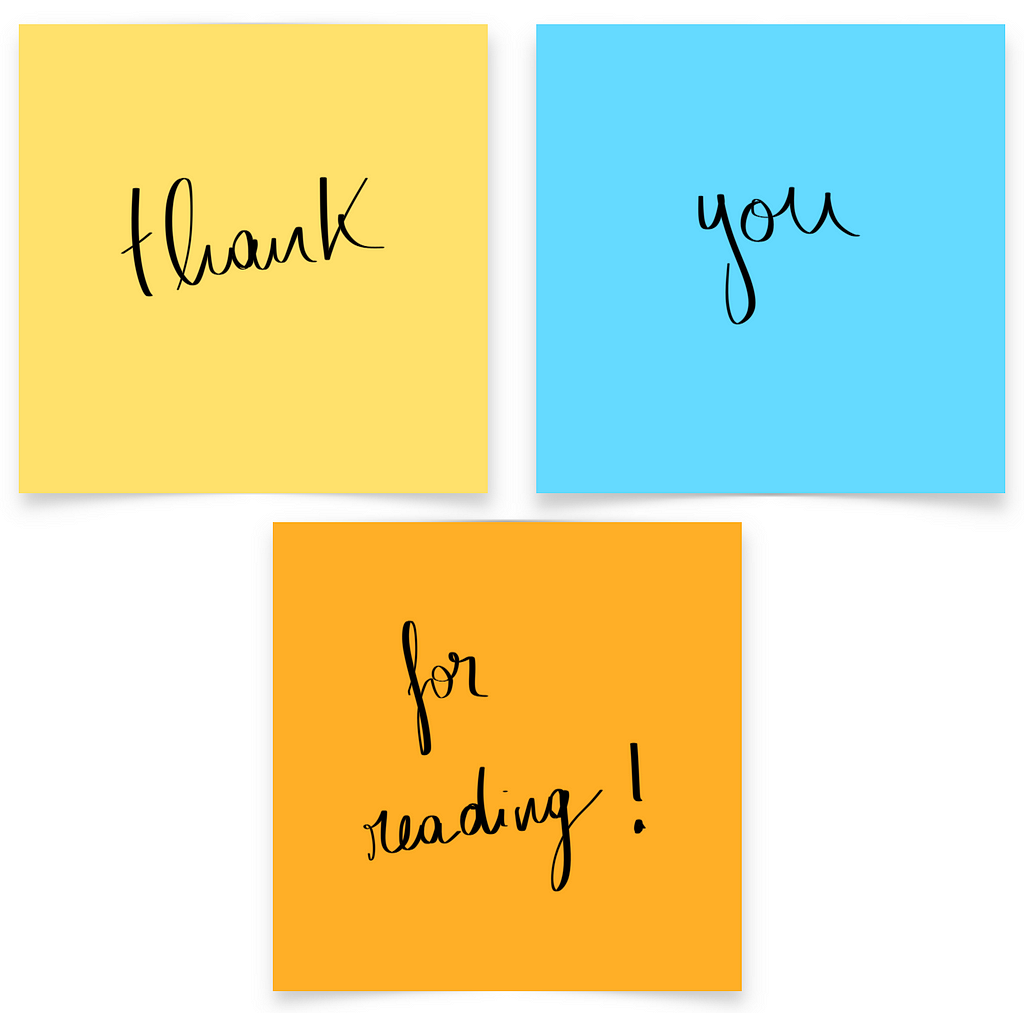 “Thank you for reading!” written in Freeform