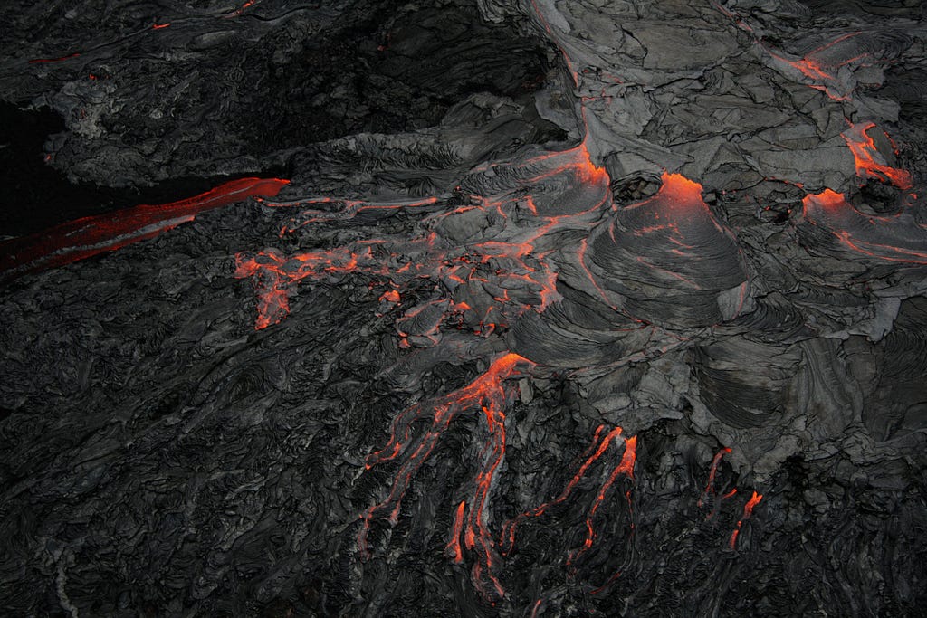 Hawaiian volcano eruption lava flows