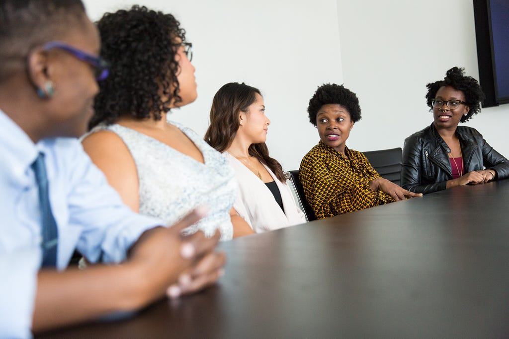 Group of people in a discussion