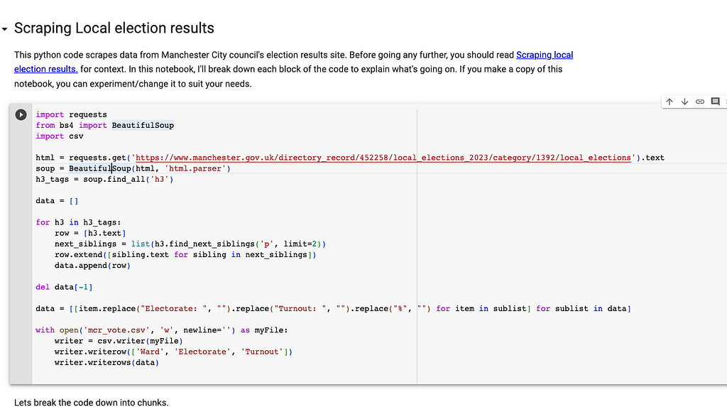 You can explore the python code on a shared google colab notebook