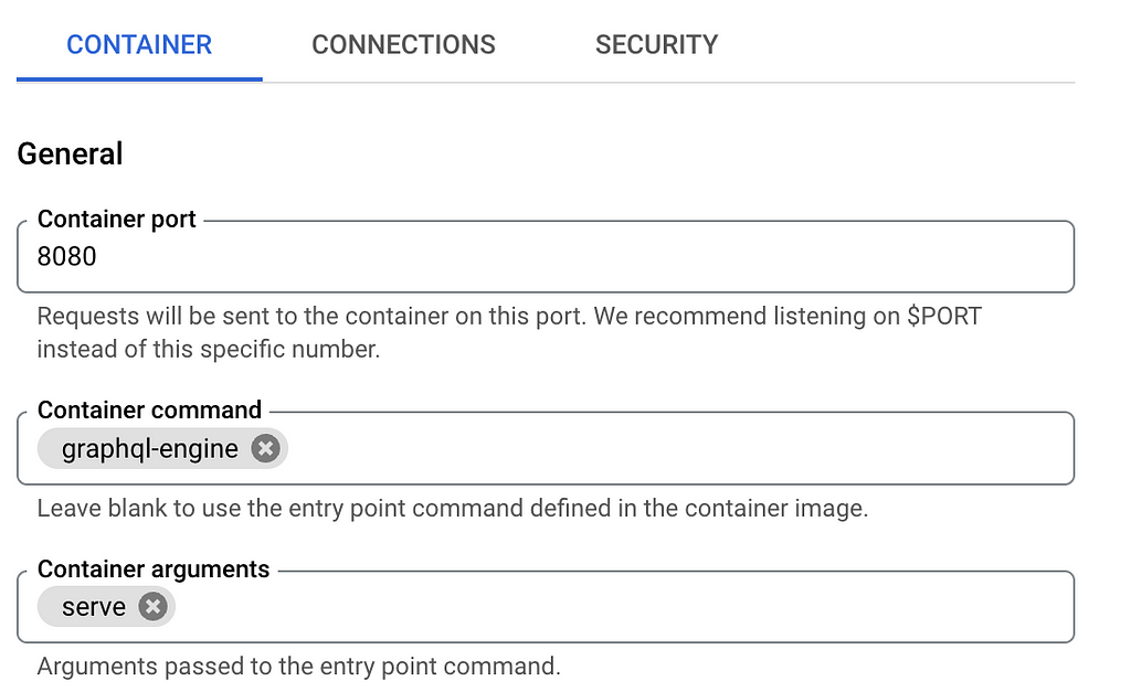 Cloud Run Container Config