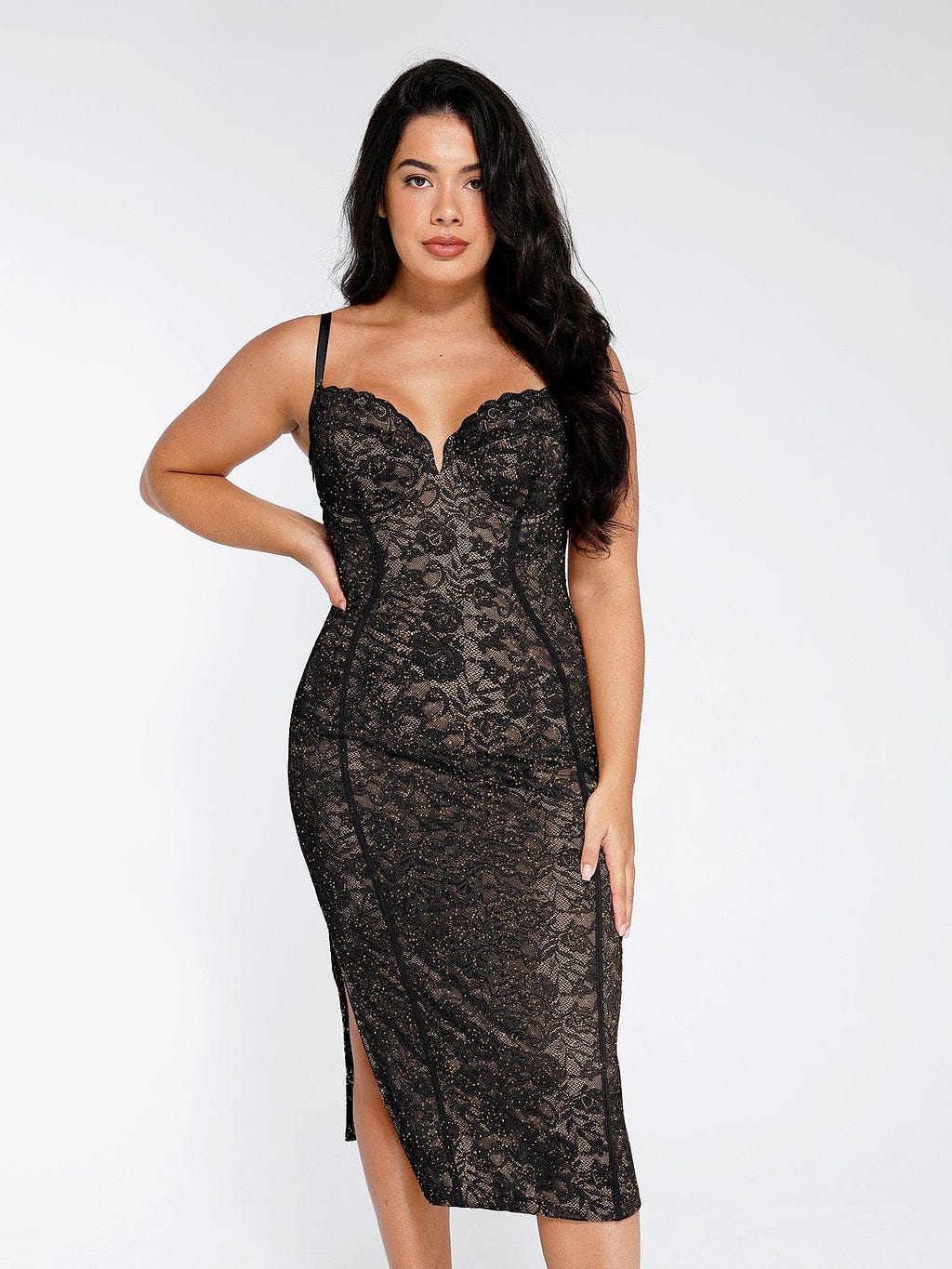 The Lace Shapewear Dress Corset Style Midi