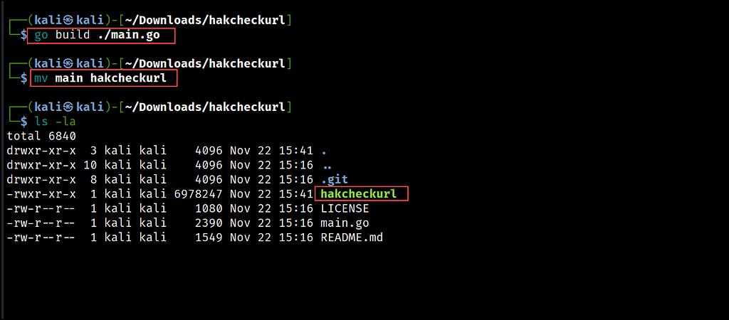 Figure 09 — shows the hakcheckurl tool after running the build command. r3dbuck3t.com