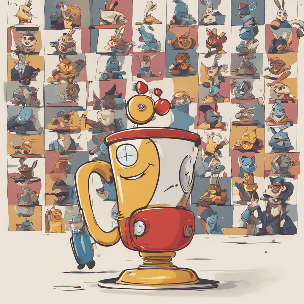 Stable Diffusion & I dreamed up this Shopify Chatbot Cup illustration. It’s got a bunch of weird robo-cups in squares in the background and then a huge smiling prizewinning trophy cup in the foreground, that’s also kind of anthropomorphized and is smiling
