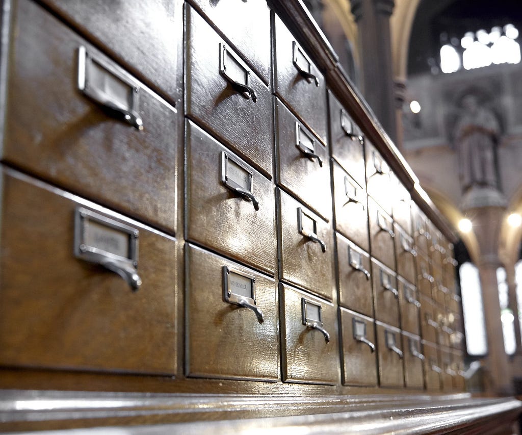 Old card catalogues on the Historic Reading Room.