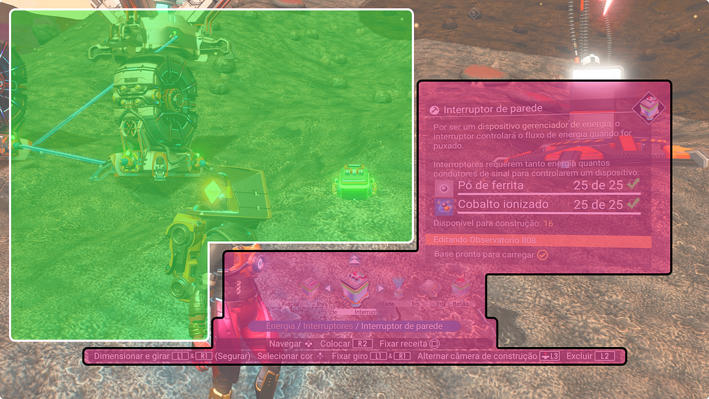 Same screenshot as before, but with overlays in green and pink, each showing the amount of screen space available for the user (around 25%) and used by the UI (around 28%).