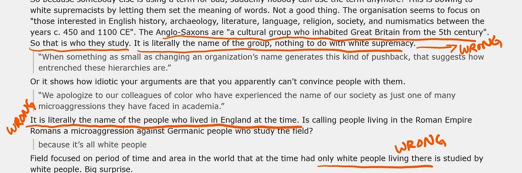 Reddit comments offering inaccurate info about the early English period and its people. “Had only white people” & similar.