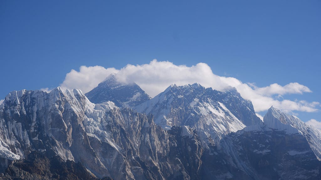 Image of Mount Everest. Mount Everest is the highest Peak in the word, which Lies in Nepal. Sagarmatha is the Highest Peak in the World.