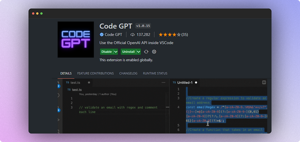 ChatGPT inside vs code