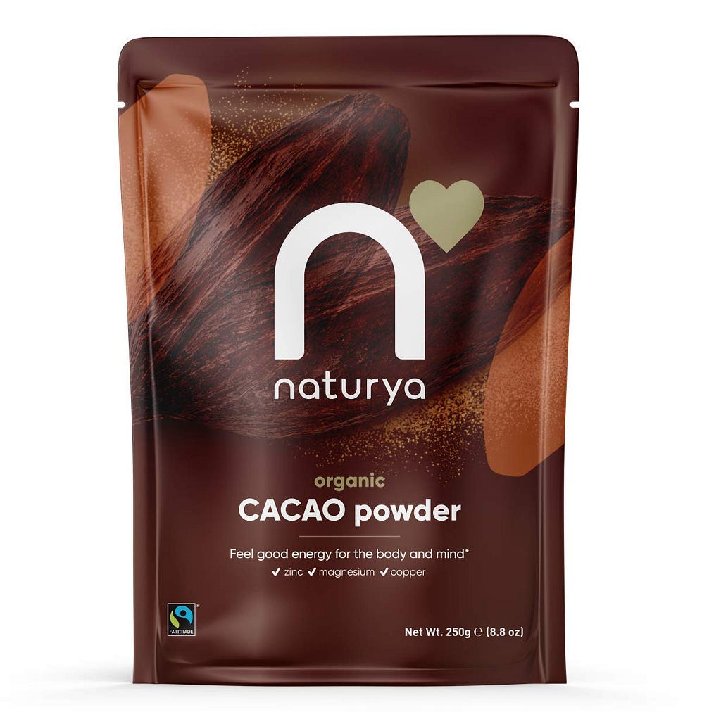 A bag of organic Cacao powder