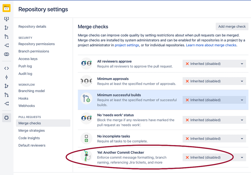 Bitbucket merge check