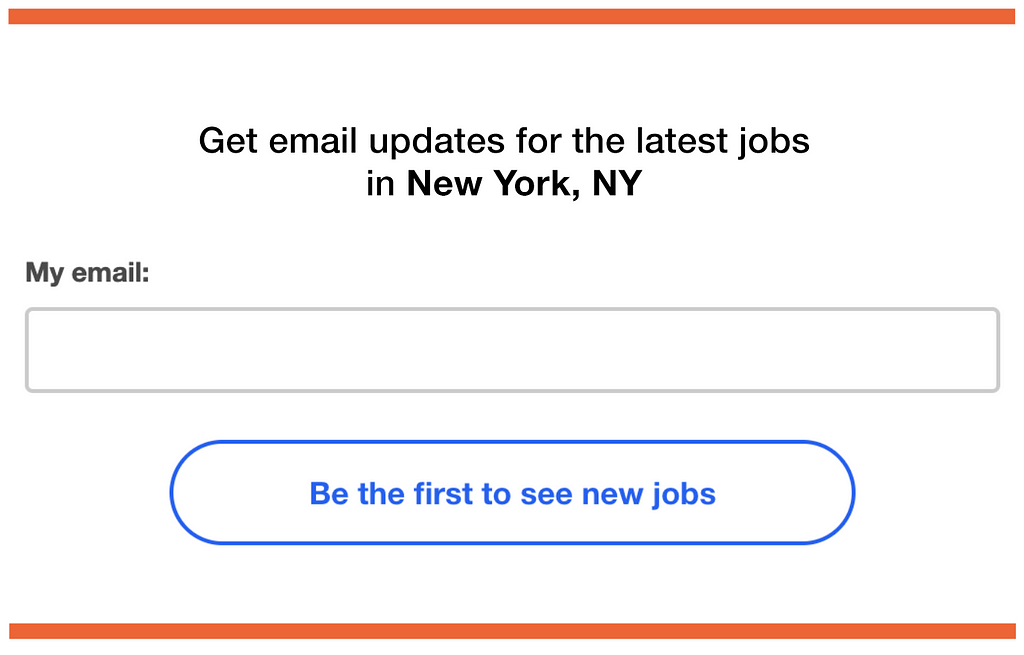 The existing text on the mobile job description page reads: “Get email updates for the latest jobs in New York, NY”