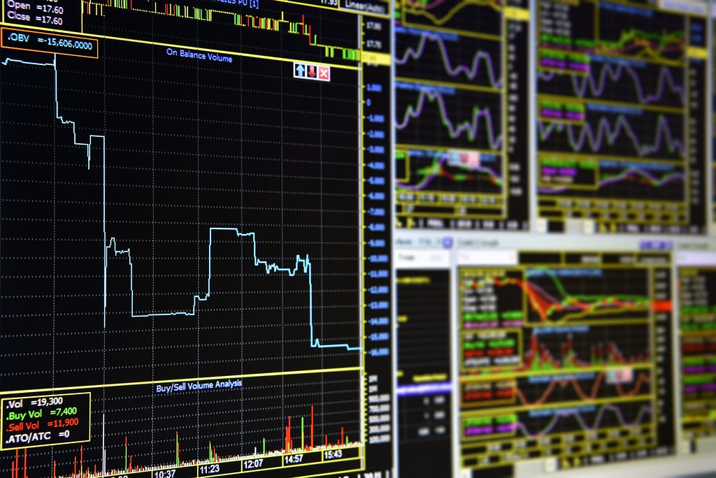 charts of financial instruments for technical analysis on the monitor of a computer