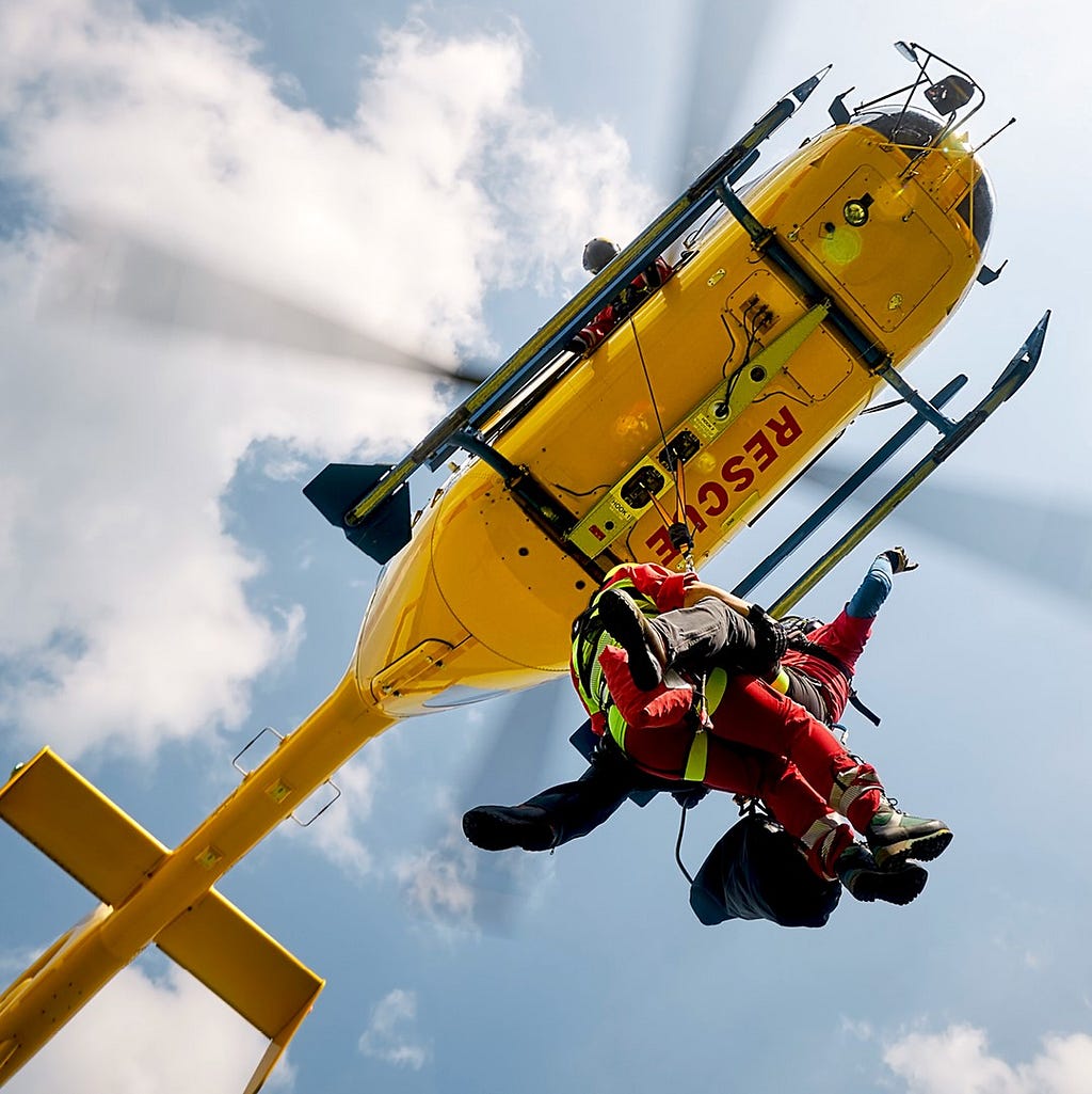 A post-hurricane aerial rescue mission. The FAA coordinates with local and state officials to help them conduct search-and-rescue missions safely.