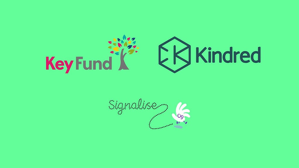 Logos of Kindred, The Key Fund and Signalise Co-op