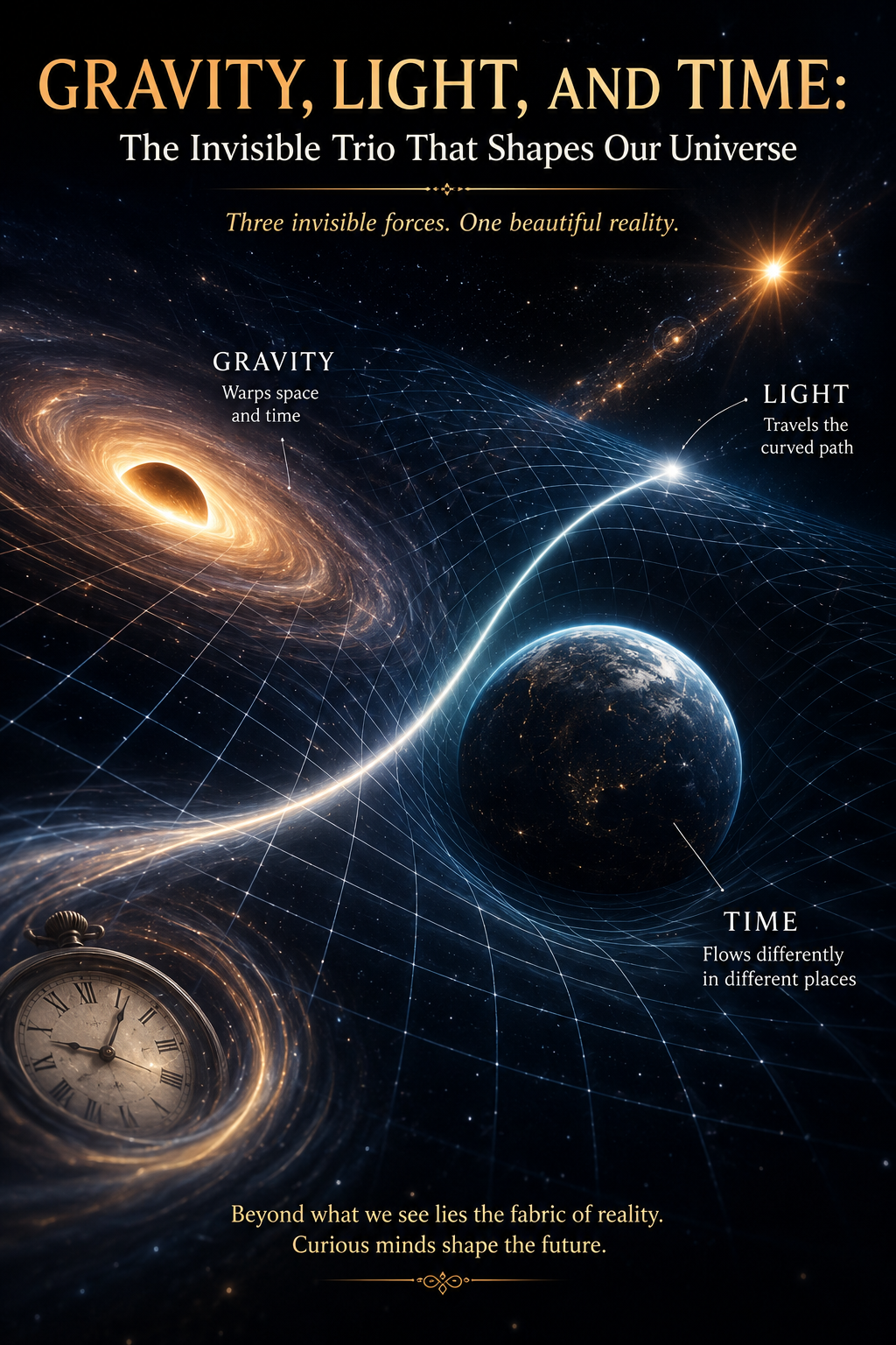 Gravity Light and Time: The Invisible Trio That Shapes Our Universe Gravity Light and Time: The Invisible Trio That Shapes Our Universe
