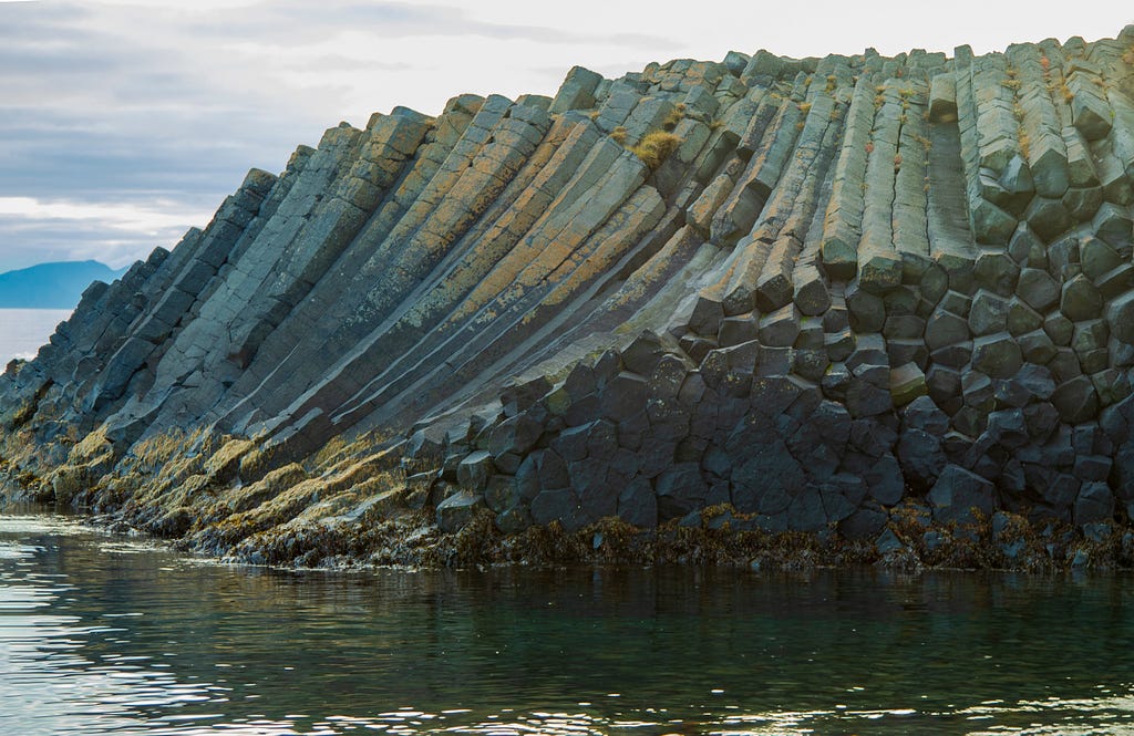 Photograph of hexagonal Iceland basalt columns.