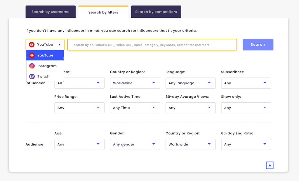 Use SocialBook Advanced Filters to find influencers right for your brand.