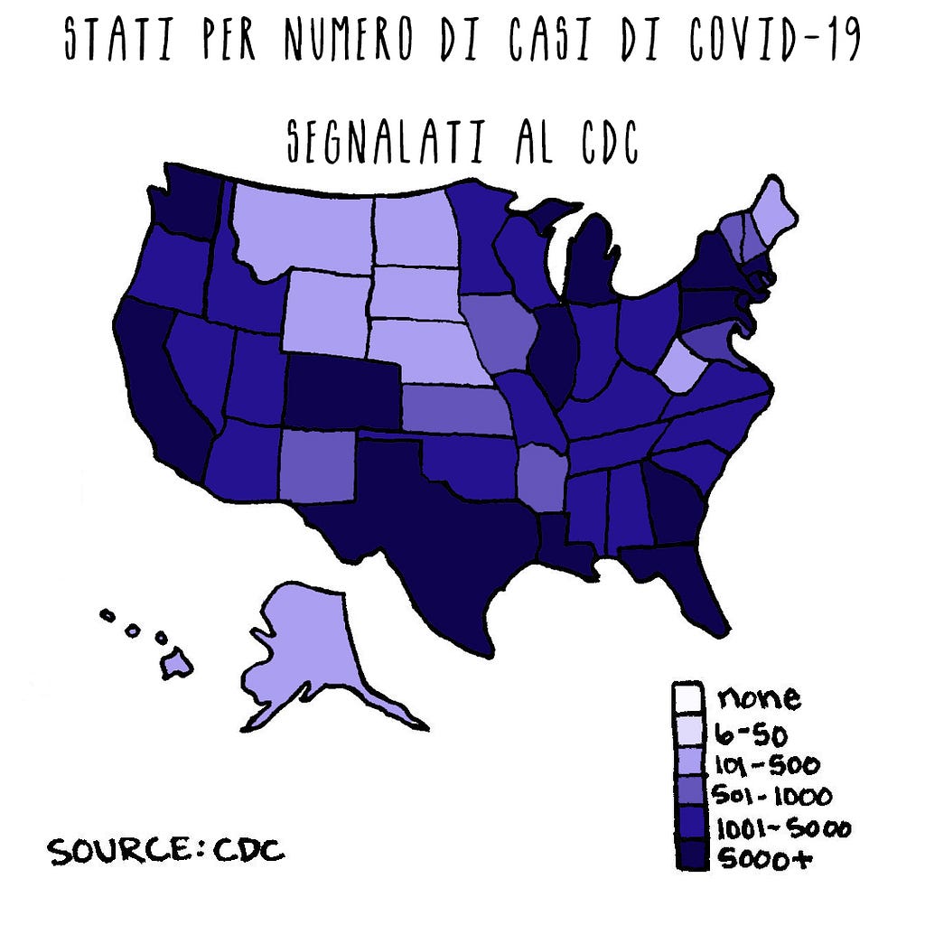 Stati per numero di casi di covid-19