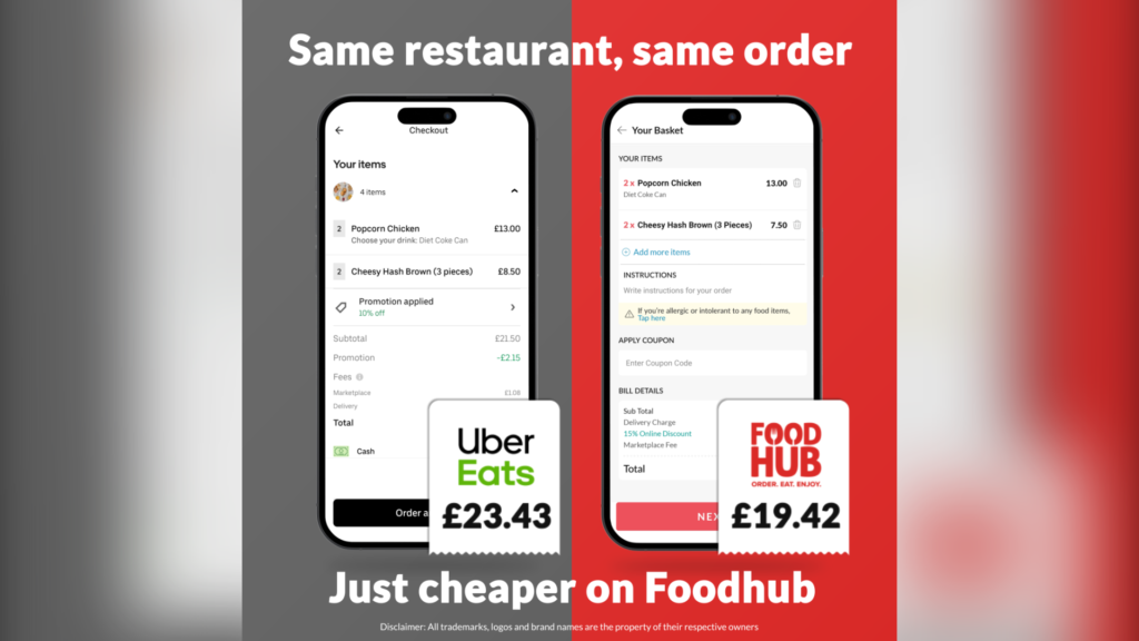 Foodhub Cheaper than Uber Eats Food Ordering App