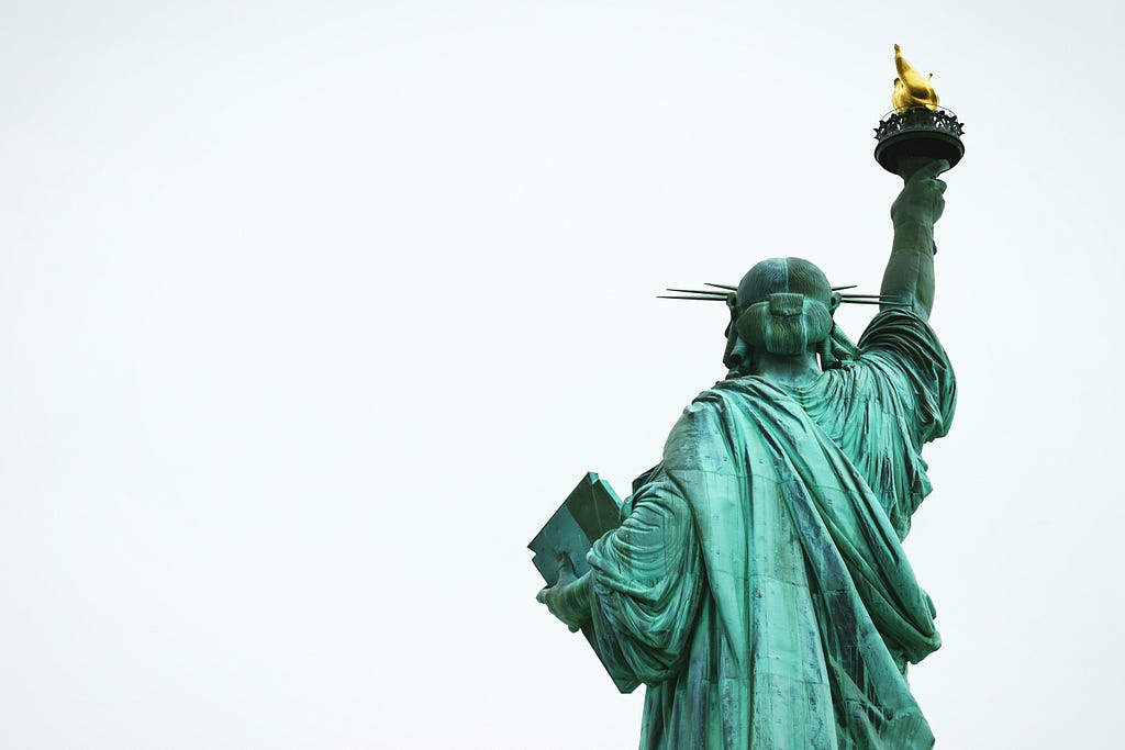 The statue of liberty from behind