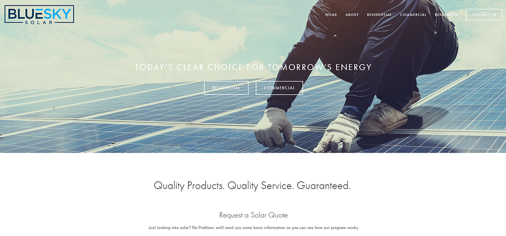 Blue Sky Solar home page