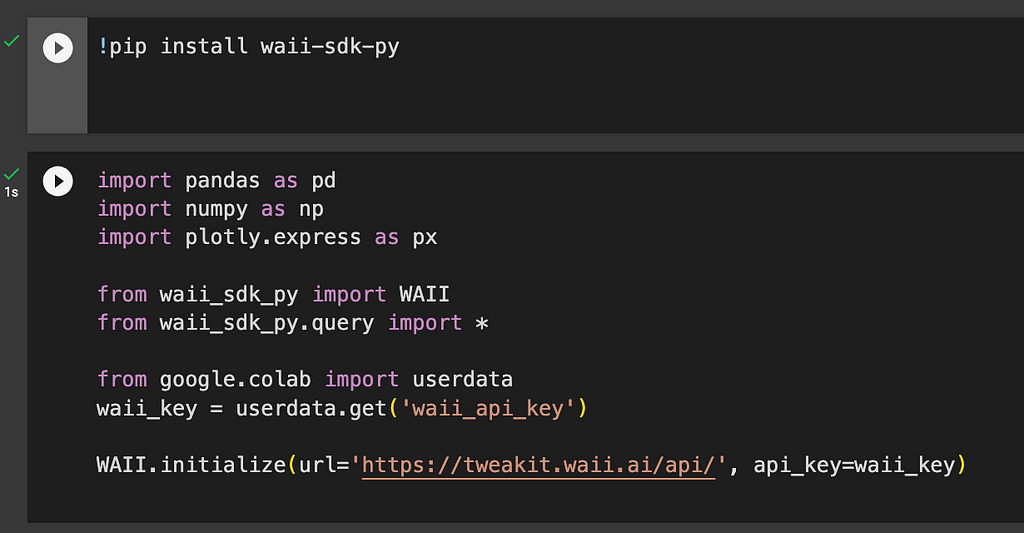 Code that installs and initializes the waii sdk.