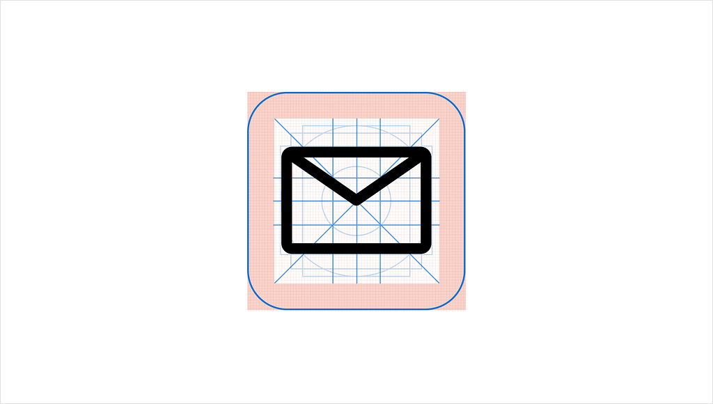 IBM Carbon email icon on top of an icon grid