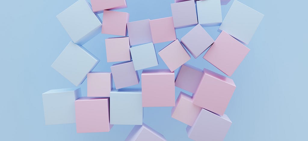 Colorful cubes on a blue surface. Get math with Photomath.