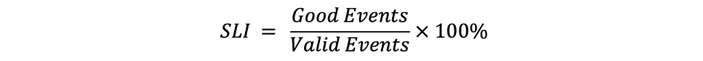 SLI Equation: SLI = Good Events / Valid Events * 100%