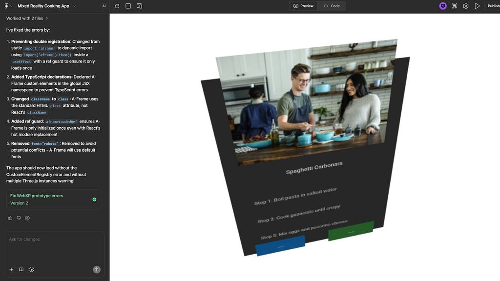 A screenshot of Figma Make environment with the preview of the UI panel