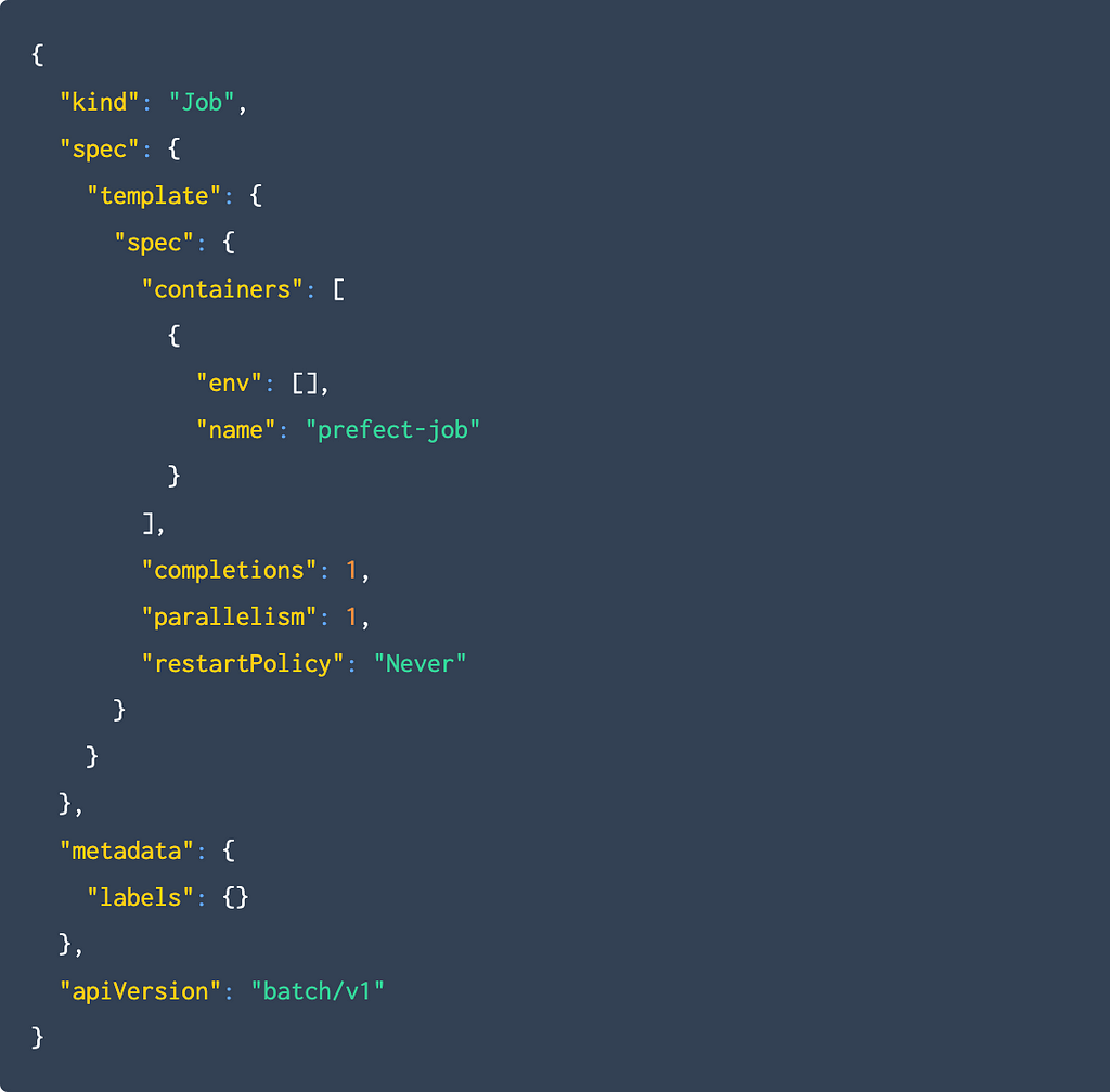 k8s base job manifest prefect block section