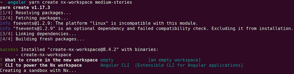 create nx-workspace medium-stories