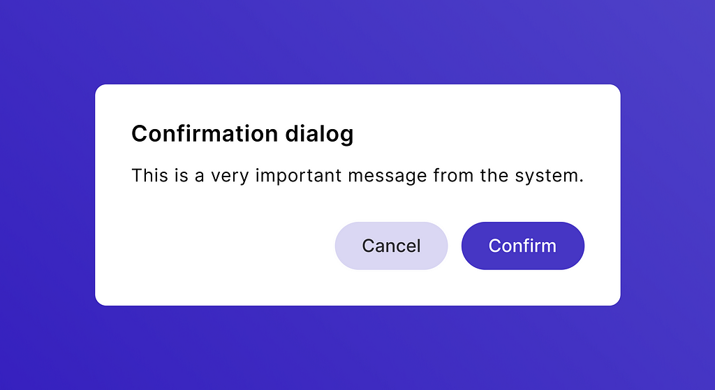 Confirmation dialog