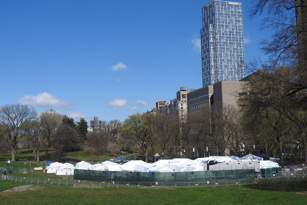 A group of tents in Central Park