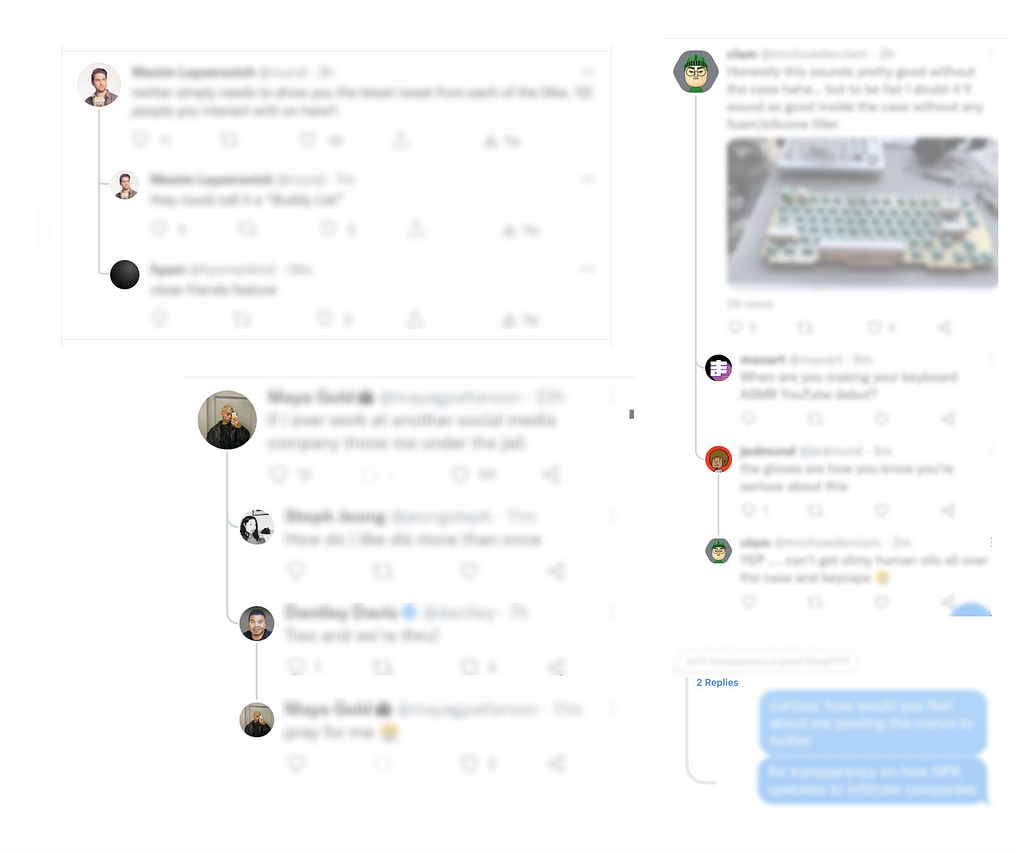 Inspiration: Connector lines on Twitter to indicate related content
