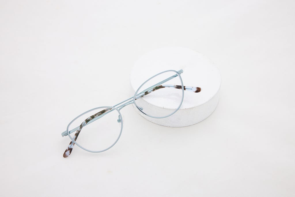 Silver Blue Full Rim Cat Eye Eyeglasses