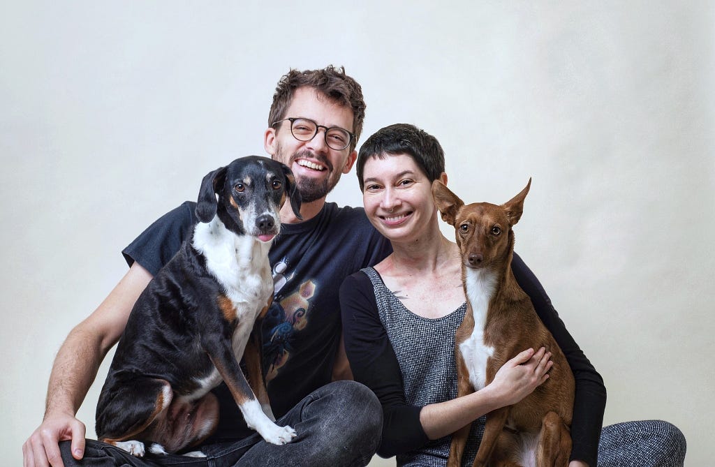 Photo of Josip with his wife and two dogs