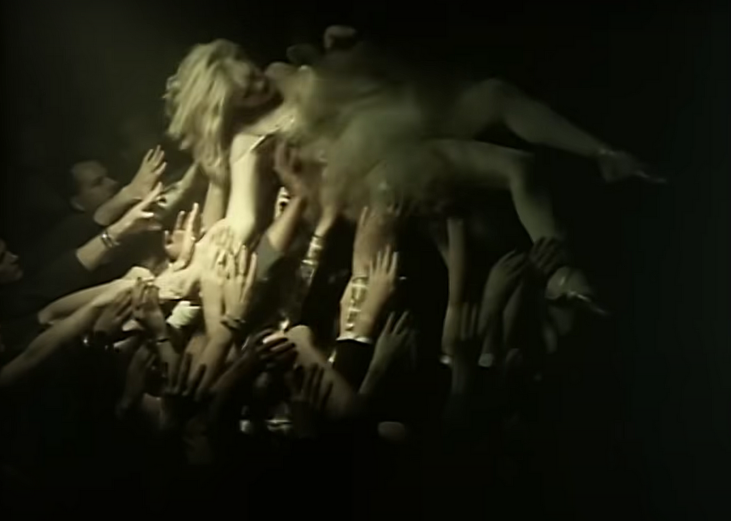 Courtney Love stage dive in “Violet” music video