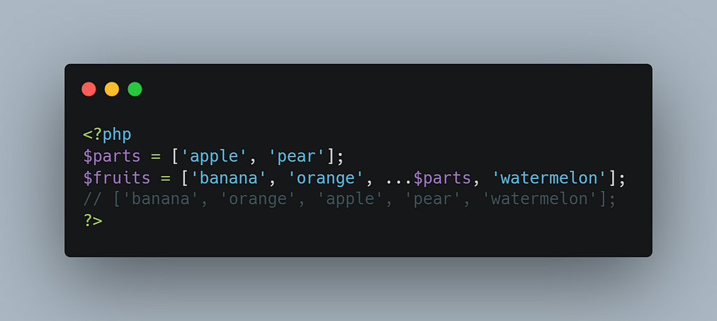 An example for unpacking arrays into each other