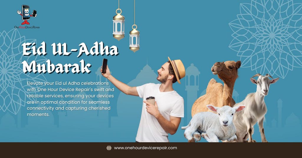 man is celebrating eid ul adha taking a self with animals