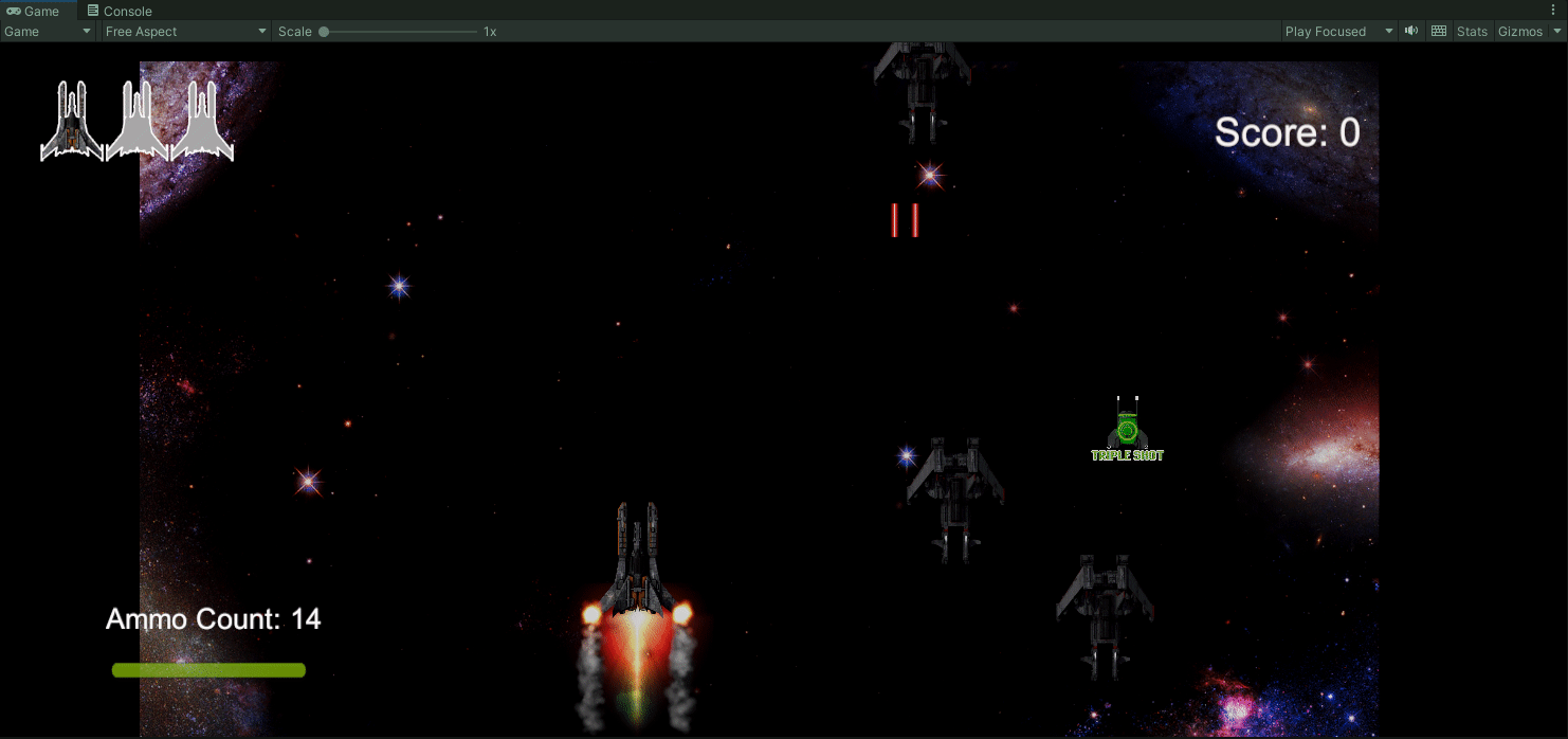 2D Space Shooter Game with enemy waves of increasing in number and entering view.