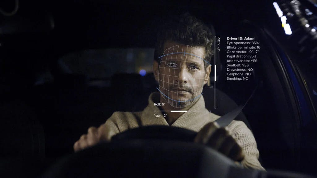 An image of an AI-powered driver monitoring system.