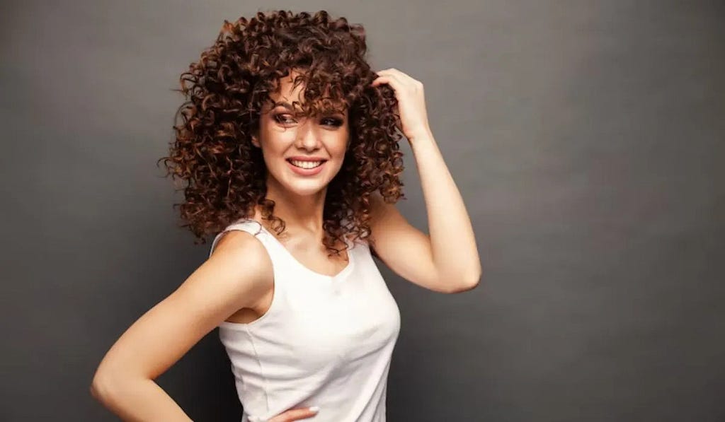 Wispy bangs on curly hair