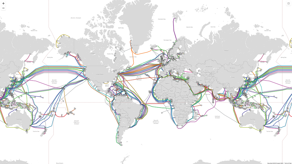 Map of submarine cables.