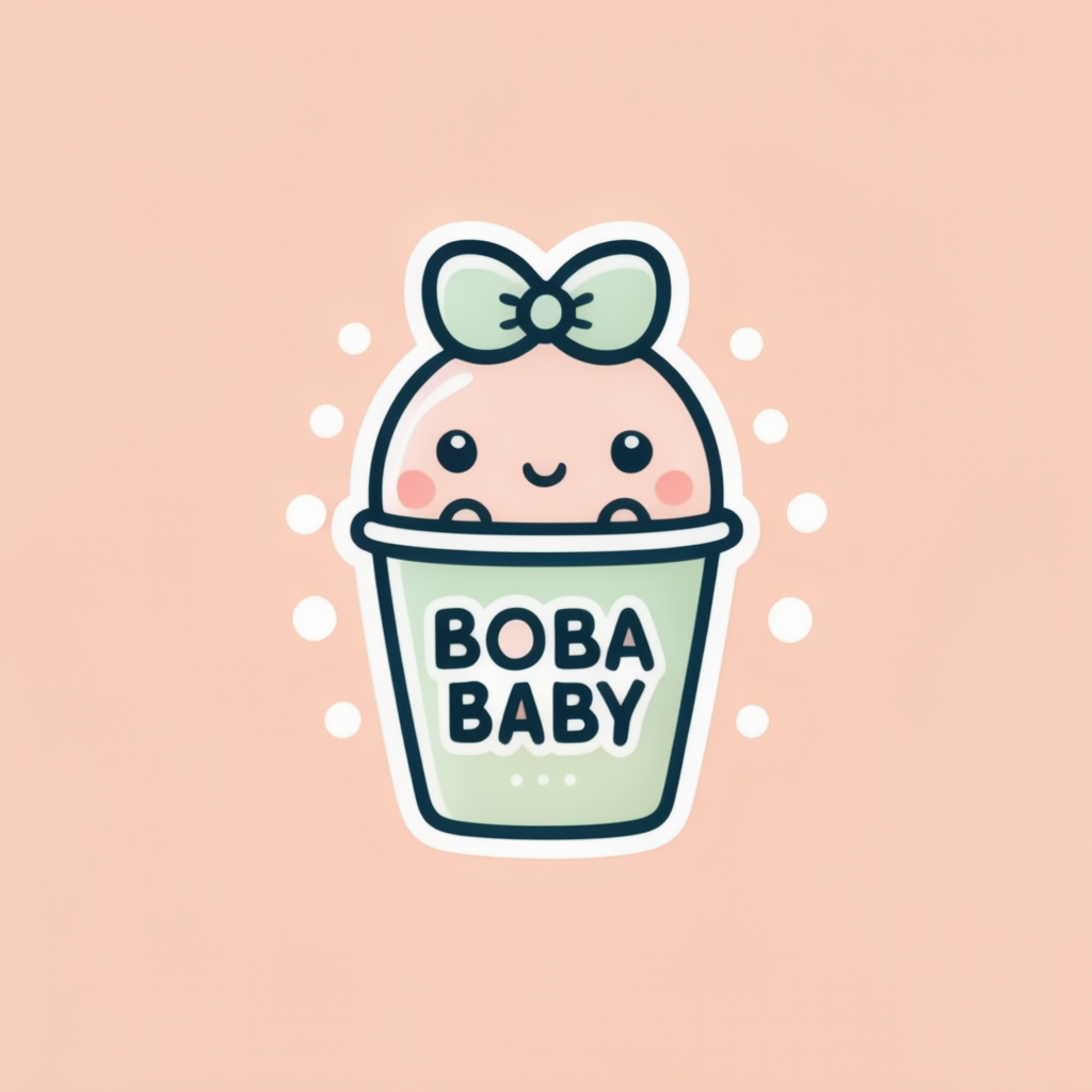 Stable Cascade generated logo version 1 for a bubble tea company called “Boba Baby”.