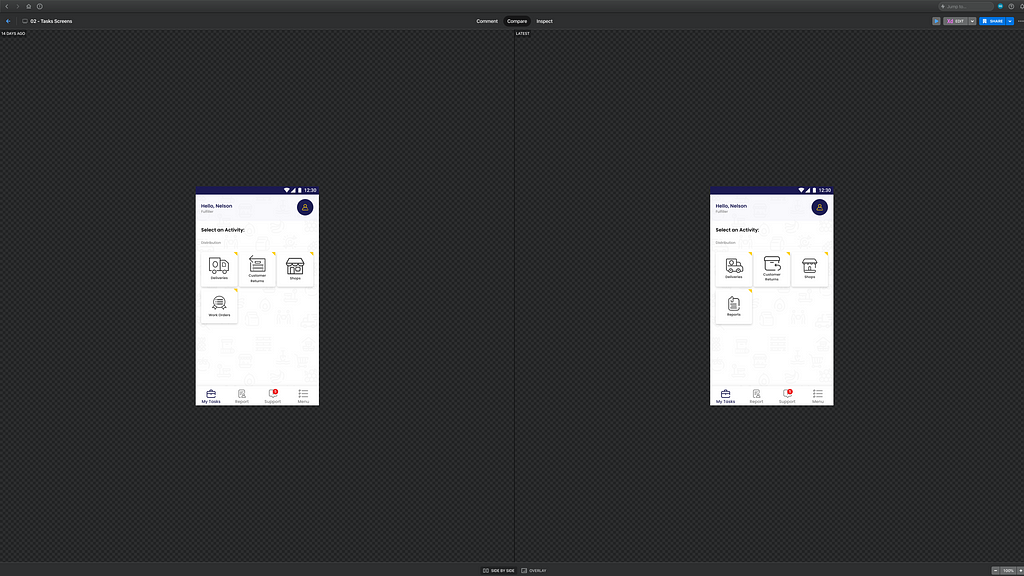 Abstract Software. Screen Comparison Feature