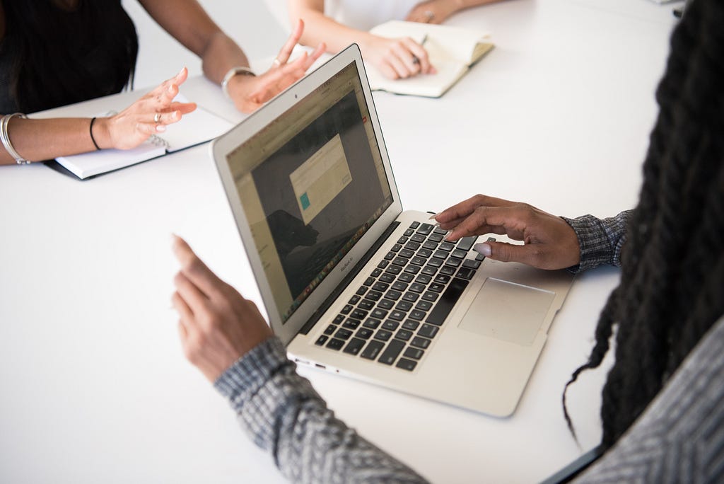 Person using a laptop