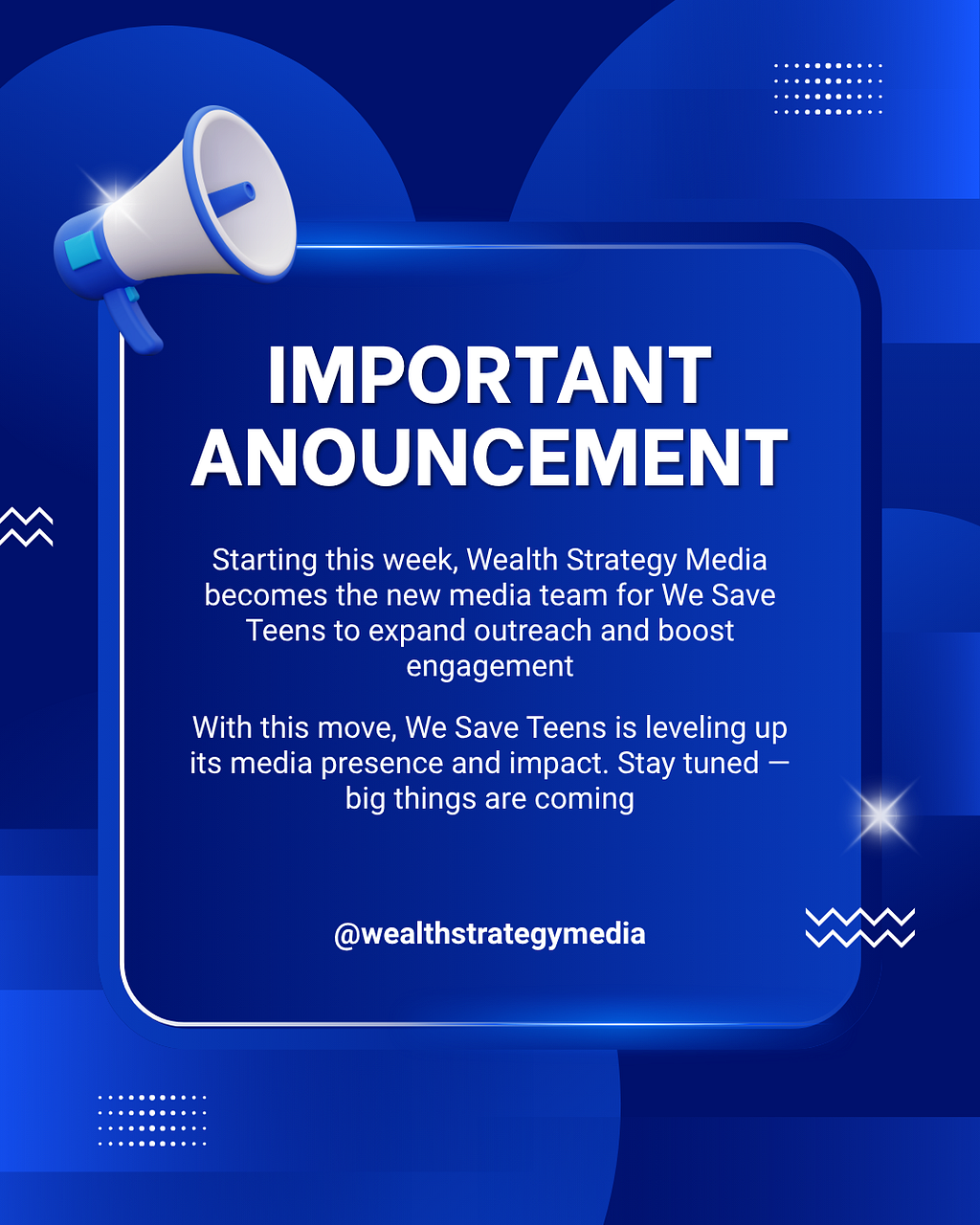 Wealth Strategy Media Joins Forces with We Save Teens as Their Official Media Team
